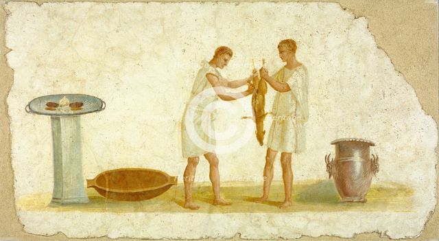 Fragment of a Fresco Panel with a Meal Preparation, A.D. 1-79. Creator: Unknown.