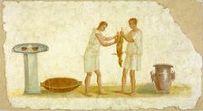 Fragment of a Fresco Panel with a Meal Preparation, A.D. 1-79. Creator: Unknown