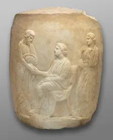 Fragment of a Funerary Lekythos (Monument in the Shape of an Oil Jar), 4th century BCE. Creator: Demagora Master