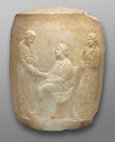 Fragment of a Funerary Lekythos (Monument in the Shape of an Oil Jar), 4th century BCE. Creator: Demagora Master