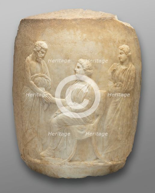 Fragment of a Funerary Lekythos (Monument in the Shape of an Oil Jar), 4th century BCE. Creator: Demagora Master.