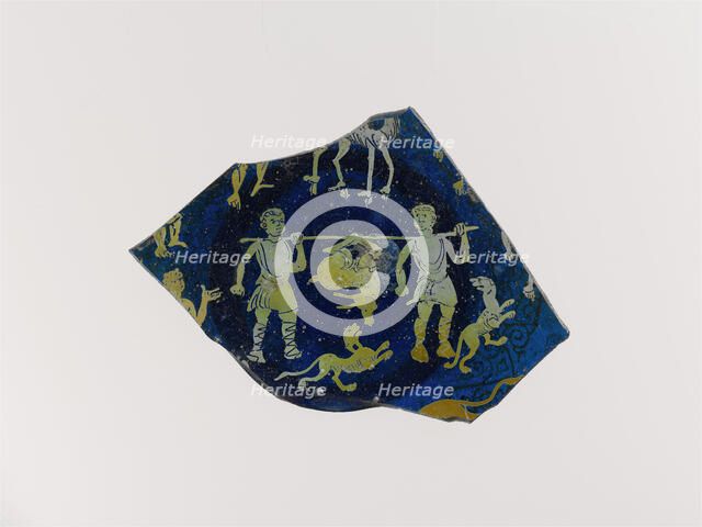 Fragment of a Glass Dish, Byzantine, 10th century. Creator: Unknown.