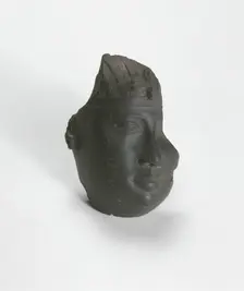 Fragment of a Head from a Statue of a King, Egypt, Late Period, Dynasty 30 (380-343 BCE). Creator: Unknown