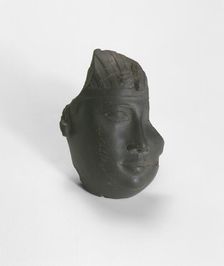 Fragment of a Head from a Statue of a King, Egypt, Late Period, Dynasty 30 (380-343 BCE). Creator: Unknown
