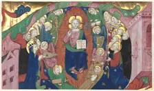 Fragment of a Historiated Initial from a Choir Book: Christ in Majesty, c. 1400. Creator: Michelino Molinari da Besozzo (Italian, c. 1385-1445), attributed to