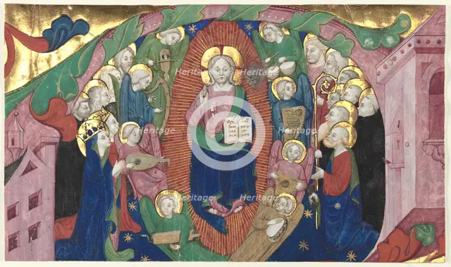 Fragment of a Historiated Initial from a Choir Book: Christ in Majesty, c. 1400. Creator: Michelino Molinari da Besozzo (Italian, c. 1385-1445), attributed to.