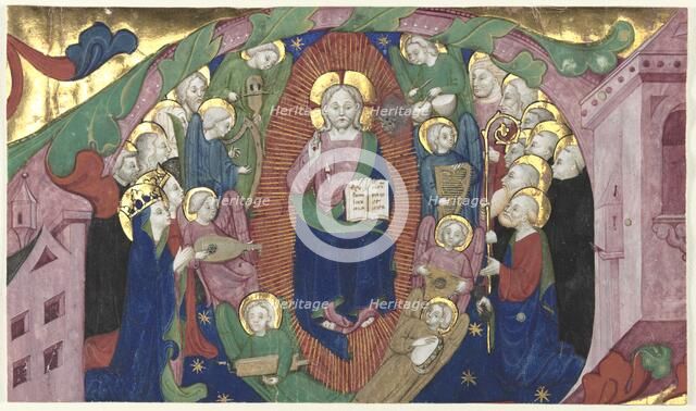 Fragment of a Historiated Initial from a Choir Book: Christ in Majesty, c. 1400. Creator: Michelino Molinari da Besozzo (Italian, c. 1385-1445), attributed to.