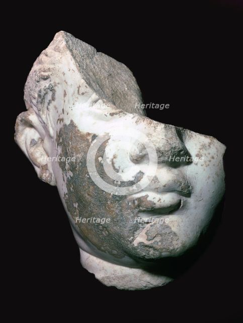 Fragment of a marble head of a youth, 1st century. Artist: Unknown
