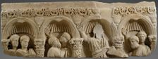 Fragment of a Marble Tomb Relief with Christ Giving the Law, Byzantine, late 300s. Creator: Unknown