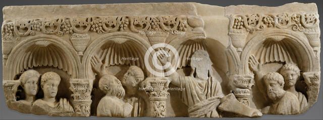 Fragment of a Marble Tomb Relief with Christ Giving the Law, Byzantine, late 300s. Creator: Unknown.