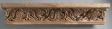 Fragment of a Painted Cornice Panel with Scrolling Vines, Iran, 11th century. Creator: Unknown