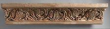 Fragment of a Painted Cornice Panel with Scrolling Vines, Iran, 11th century. Creator: Unknown