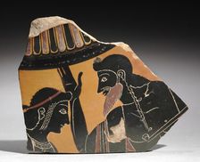 Fragment of a Painted Vase: Apollo and Zeus, c. 520 BC. Creator: Unknown