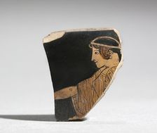 Fragment of a Painted Vase: Head Facing Left, c. 470-460 BC. Creator: Unknown
