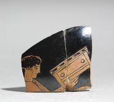 Fragment of a Painted Vase: Maiden Carrying a Coffer, c. 430 BC. Creator: Unknown