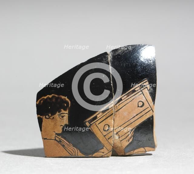 Fragment of a Painted Vase: Maiden Carrying a Coffer, c. 430 BC. Creator: Unknown.