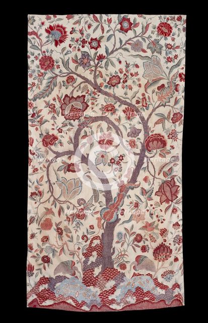 Fragment of a palampore, or bed cover, with tree of life, 1701-1740. Artist: Unknown.