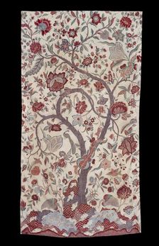 Fragment of a palampore, or bed cover, with tree of life, 1701-1740