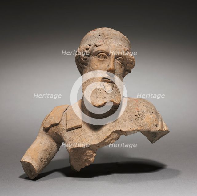 Fragment of a Reclining Male Figure, Perhaps a God, 300s BC. Creator: Unknown.