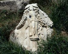 Fragment of a relief that decorated a Roman sarcophagus, Aphrodisias (Anatolia, Turkey), 2000. Creator: LTL