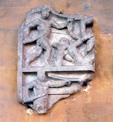 Fragment of a Roman relief showing gladiators fighting