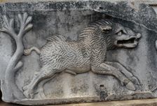 Fragment of a Roman relief with depiction of a wild boar, Museum of Miletus, Turkey, 1999. Creator: LTL