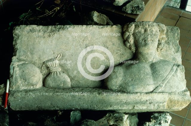 Fragment of a sculpture of the god Mars, Roman. Creator: Unknown.