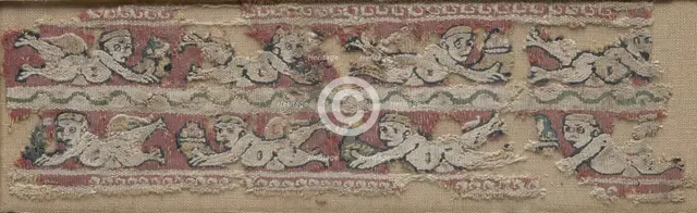 Fragment of a Sleeve Band with Floating Erotes, 600s - 700s. Creator: Unknown.