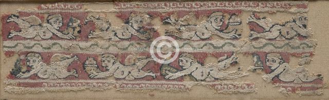 Fragment of a Sleeve Band with Floating Erotes, 600s - 700s. Creator: Unknown.