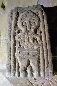 Fragment of an Anglo-Scandinavian cross-shaft showing a warrior, c.10th century