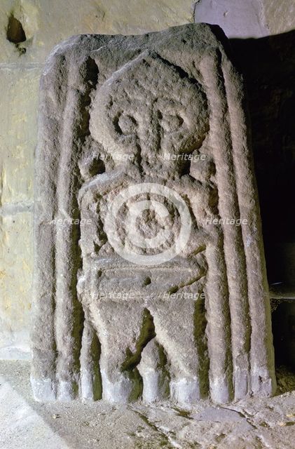 Fragment of an Anglo-Scandinavian cross-shaft showing a warrior, c.10th century. Artist: Unknown