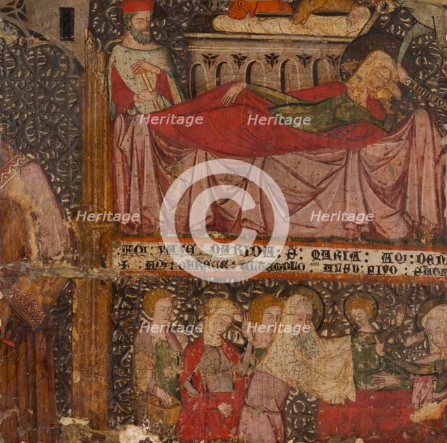 Fragment of an Altarpiece with a Standing Saint, The Birth of Christ, and..., 14th century. Creator: Spanish Master first half of the 14th century.
