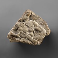 Fragment of an Archaistic Relief with a Warrior, late 1st century B.C. Creator: Unknown