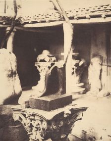 Fragment of an Egyptian Statue in the Museum at Cherchell, Algeria, 1856. Creator: John Beasley Greene