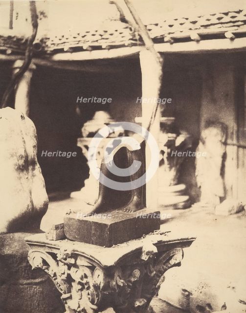 Fragment of an Egyptian Statue in the Museum at Cherchell, Algeria, 1856. Creator: John Beasley Greene.