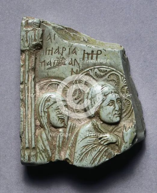 Fragment of an Icon of the Crucifixion with Mary Magdalene and the Virgin Mary, 1300s. Creator: Unknown.