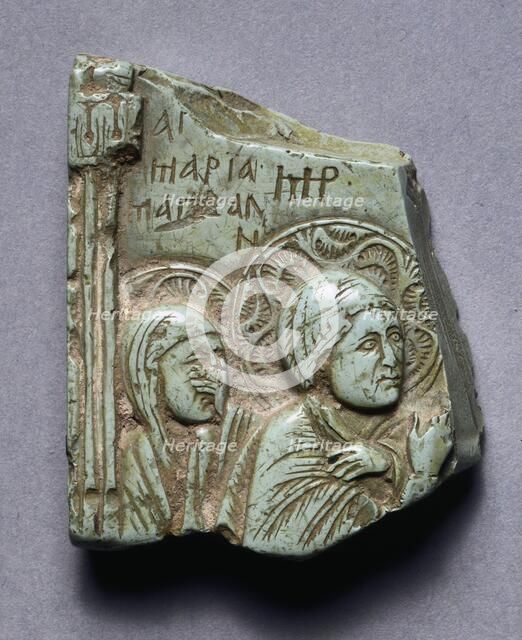 Fragment of an Icon of the Crucifixion with Mary Magdalene and the Virgin Mary, 1300s. Creator: Unknown.