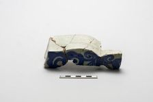 Fragment of an underglaze cobalt-blue-painted wall tile, (18th century?). Creator: Unknown