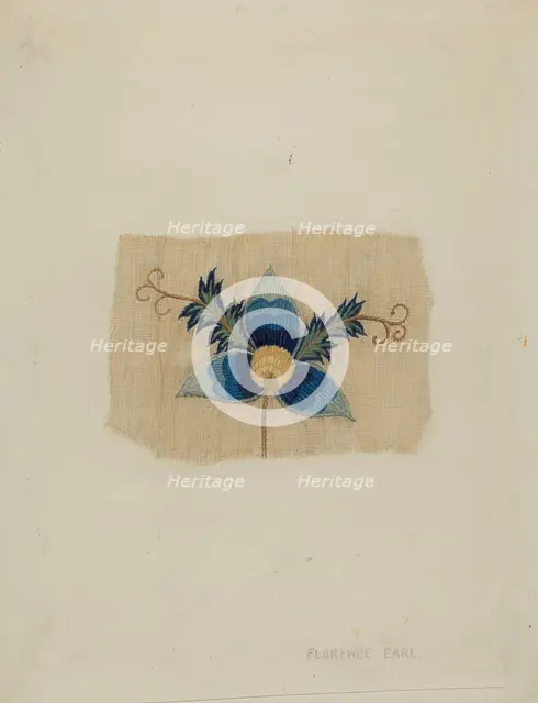 Fragment of Bed Curtain, c. 1937. Creator: Florence Earl.