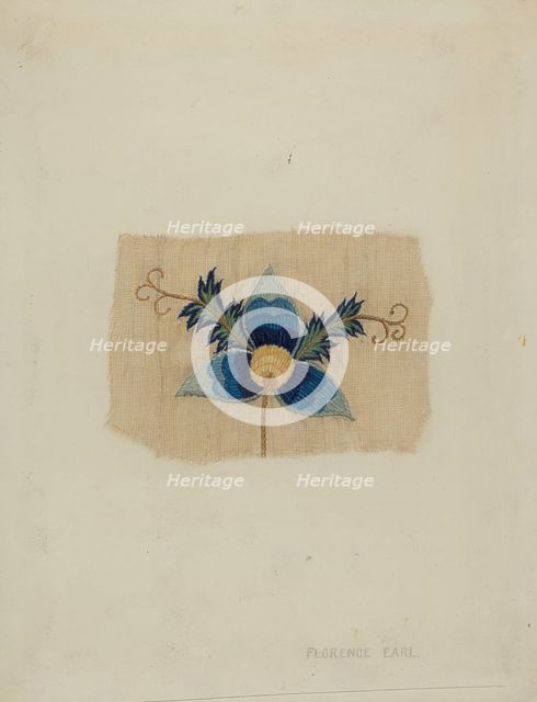 Fragment of Bed Curtain, c. 1937. Creator: Florence Earl.