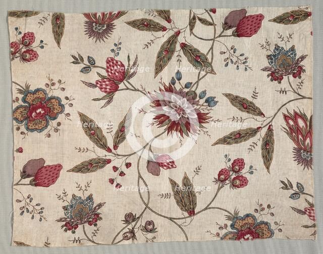 Fragment of Block Printed Cotton, c. 1785. Creator: Unknown.