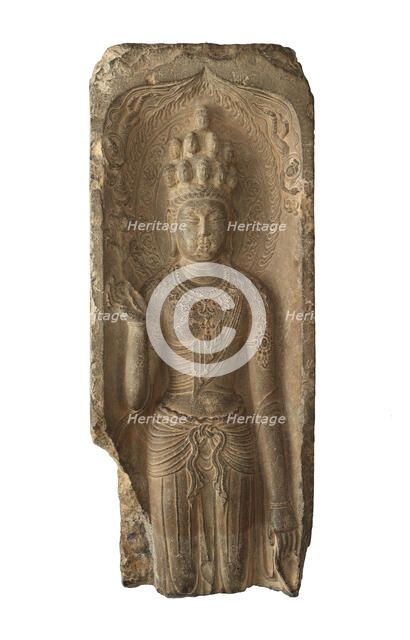 Fragment of Guanyin of Eleven Heads, Tang dynasty, 703. Creator: Unknown.