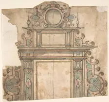 Fragment of design for architectural frame, 16th century. Creator: Anon