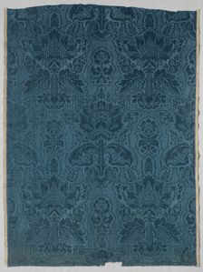 Fragment of Figured Silk for Upholstery, 1700-1750. Creator: Unknown