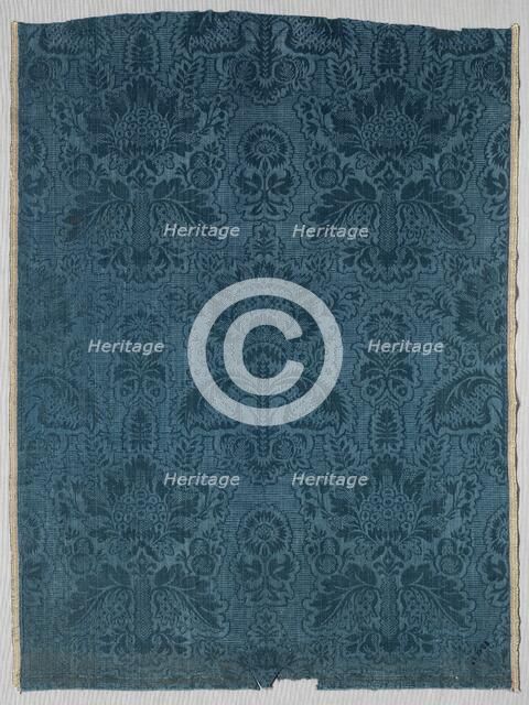 Fragment of Figured Silk for Upholstery, 1700-1750. Creator: Unknown.