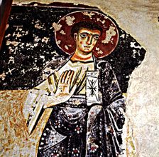 Fragment of fresco paintings of the apostles of the Orcau Castle in the first half of the 12th ce…