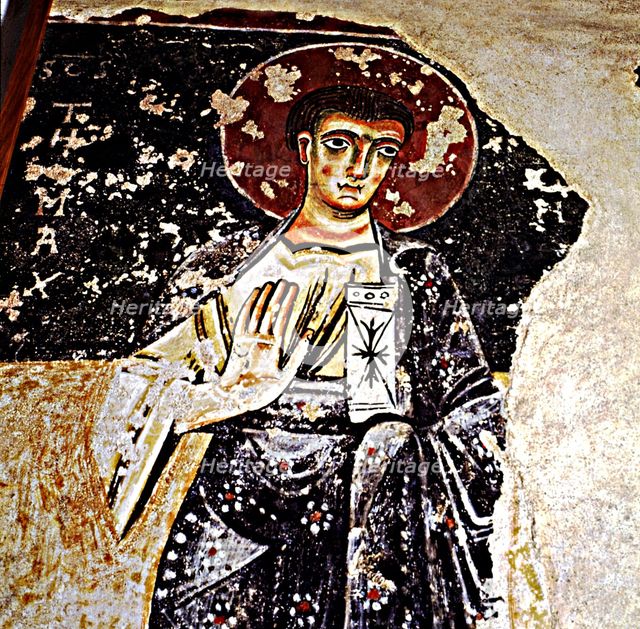Fragment of fresco paintings of the apostles of the Orcau Castle in the first half of the 12th ce…
