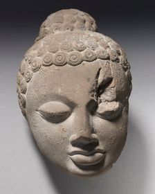 Fragment of Head of Buddha, 400s. Creator: Unknown