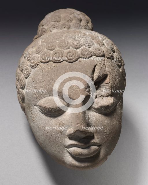 Fragment of Head of Buddha, 400s. Creator: Unknown.