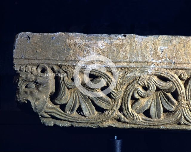 Fragment of impost' sculptural relief, stone, c. 1160 - 1165. Work by the Master of Cabestany, fr…
